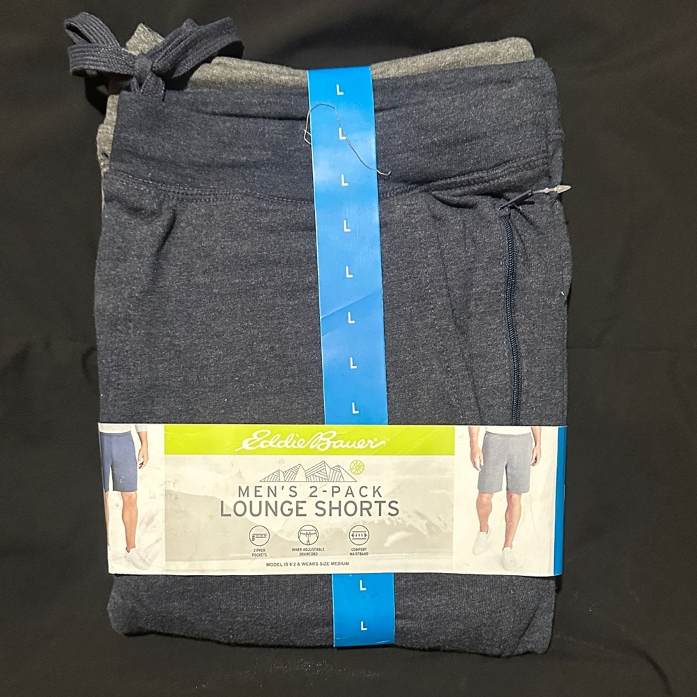 Eddie Bauer Men's Lounge Shorts in Navy and Charcoal